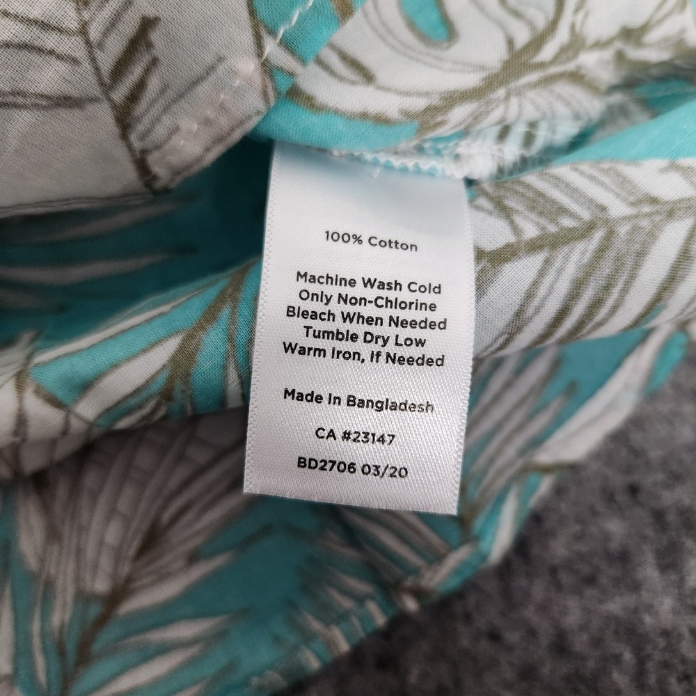 Talbots Petite Floral Shirt Women P Blue White Leaf Print Sleeveless Top Button - Picture 6 of 6
